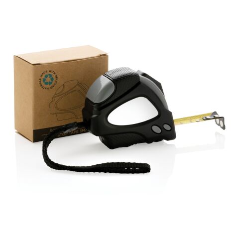 Auto-Stop-Maßband aus recyceltem Kunststoff, 3m/16mm schwarz | ohne Werbeanbringung | Nicht verfügbar | Nicht verfügbar