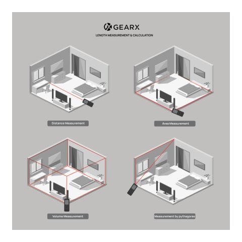 Gear X 30m Lasermessgerät aus RCS recyceltem Aluminum schwarz | ohne Werbeanbringung | Nicht verfügbar | Nicht verfügbar