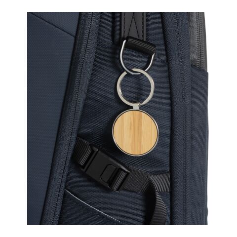 Schlüsselanhänger aus RCS rec. Zinklegierung mit Bambus silber-braun | ohne Werbeanbringung | Nicht verfügbar | Nicht verfügbar