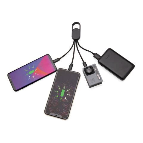 4-in-1 Kabel mit Karabiner-Clip schwarz | ohne Werbeanbringung | Nicht verfügbar | Nicht verfügbar