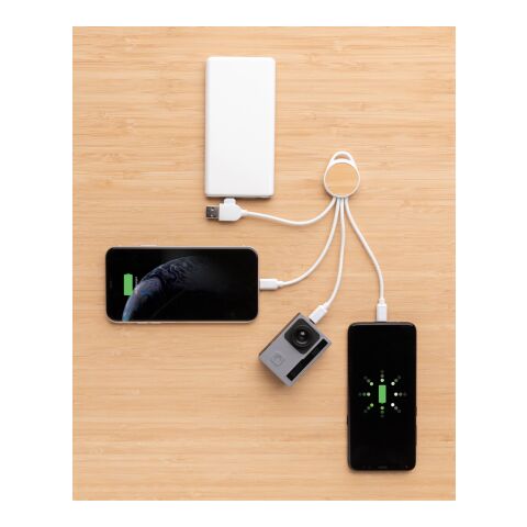 rundes Ontario 6-in-1 Kabel aus RCS recyceltem Kunststoff weiß | ohne Werbeanbringung | Nicht verfügbar | Nicht verfügbar