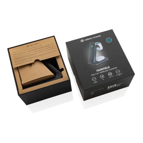 Urban Vitamin Fairfield 3-in-1 Charger aus RCS Recycled Plastik schwarz | ohne Werbeanbringung | Nicht verfügbar | Nicht verfügbar