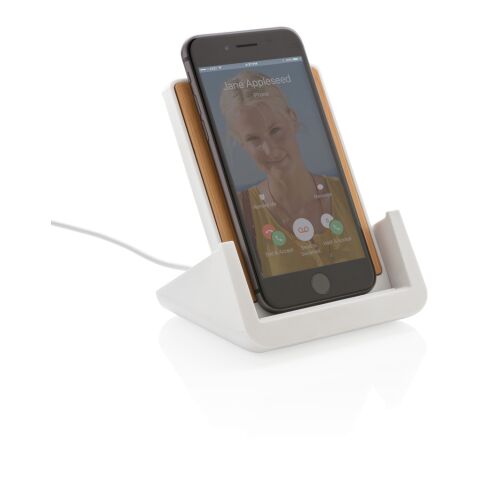 Ontario 10W Ständer aus Bambus &amp; RCS recyceltem Kunststoff weiß | ohne Werbeanbringung | Nicht verfügbar | Nicht verfügbar