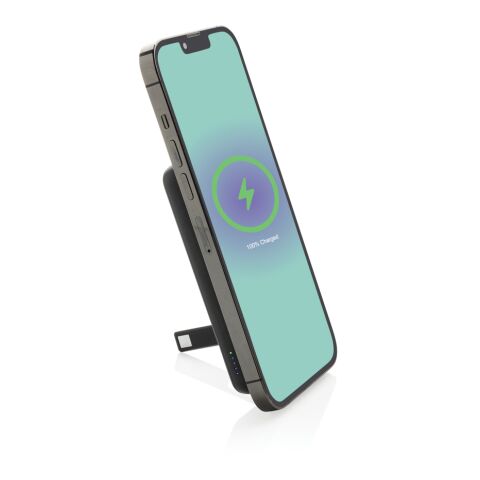 Zen 5000mAh 5W magnetische Bambus-Powerbank aus RCS rPlastik schwarz | ohne Werbeanbringung | Nicht verfügbar | Nicht verfügbar