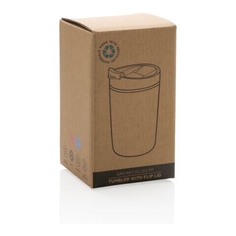 GRS recycelter PP-Becher mit Flip-Deckel anthrazit | ohne Werbeanbringung | Nicht verfügbar | Nicht verfügbar