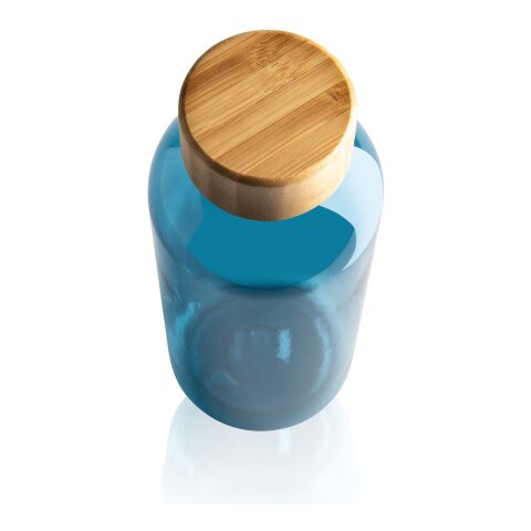 GRS rPET Flasche mit Bambus-Deckel blau | ohne Werbeanbringung | Nicht verfügbar | Nicht verfügbar