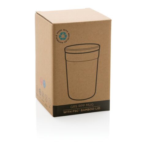 GRS Recycelt PP-Becher mit FSC®-Bambusdeckel grün | ohne Werbeanbringung | Nicht verfügbar | Nicht verfügbar