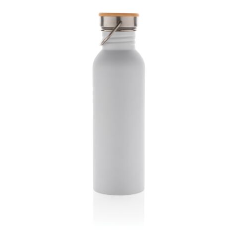 Moderne Stainless-Steel Flasche mit Bambusdeckel weiß | ohne Werbeanbringung | Nicht verfügbar | Nicht verfügbar