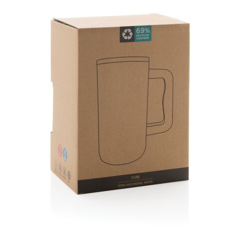 Cube Becher aus RCS recyceltem Stahl 800ml weiß | ohne Werbeanbringung | Nicht verfügbar | Nicht verfügbar