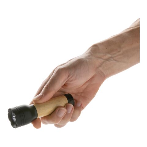 Lucid 1W Taschenlampe aus RCS recycelt. Kunststoff &amp; Bambus schwarz-braun | ohne Werbeanbringung | Nicht verfügbar | Nicht verfügbar