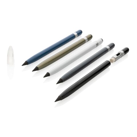 Tintenloser Stift aus Aluminium mit Radiergummi schwarz | ohne Werbeanbringung | Nicht verfügbar | Nicht verfügbar