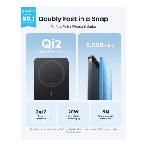 Anker Nano Wireless 5.000 Powerbank 15W MagGo Slim Qi 2.0 schwarz