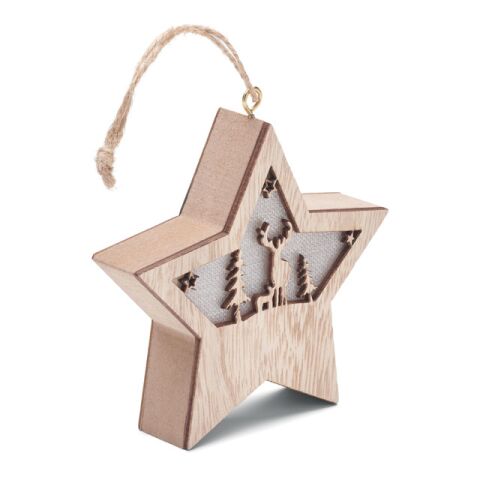 MDF-Stern mit Licht holzfarben | ohne Werbeanbringung | Nicht verfügbar | Nicht verfügbar