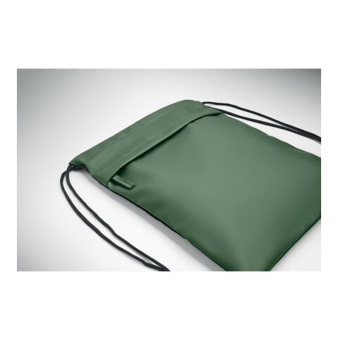 Beutel mit Kordelzug 600D RPET dunkelgrün | ohne Werbeanbringung | Nicht verfügbar | Nicht verfügbar | Nicht verfügbar