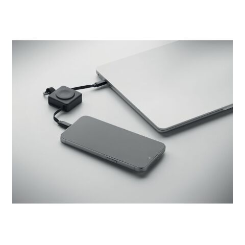 Einziehbares 100W-Typ-C-Kabel schwarz
