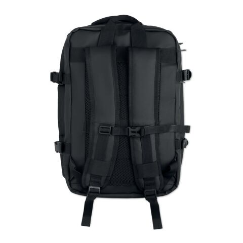 Erweiterbarer RPET-Rucksack schwarz | ohne Werbeanbringung | Nicht verfügbar | Nicht verfügbar | Nicht verfügbar