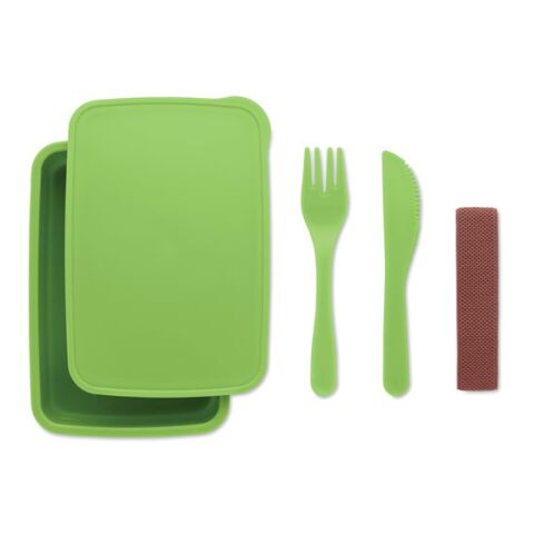 Lunchbox mit Besteck limette | ohne Werbeanbringung | Nicht verfügbar | Nicht verfügbar | Nicht verfügbar