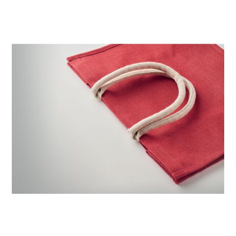 Einkaufstasche Jute mit kurzen Baumwollgriffen rot | ohne Werbeanbringung | Nicht verfügbar | Nicht verfügbar | Nicht verfügbar