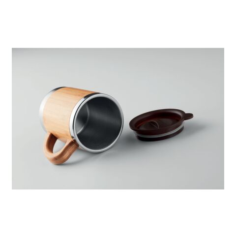 Doppelwandiger Trinkbecher mit Bambus-Finish 300 ml holzfarben | ohne Werbeanbringung | Nicht verfügbar | Nicht verfügbar