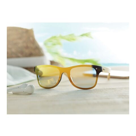 Sonnenbrille mit Bügeln aus Bambus gelb | ohne Werbeanbringung | Nicht verfügbar | Nicht verfügbar