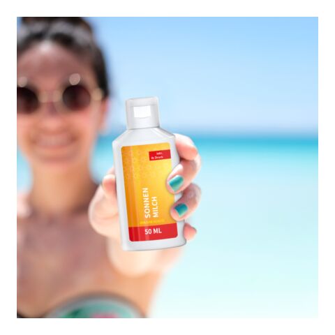50 ml Flasche - Sonnenmilch LSF 50 (sensitiv) Weiß | ohne Werbeanbringung