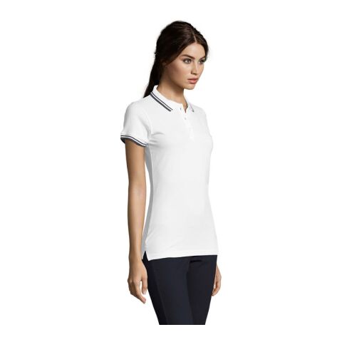 PASADENA Damen Polo 200g weiß/marine | M | ohne Werbeanbringung | Nicht verfügbar | Nicht verfügbar | Nicht verfügbar