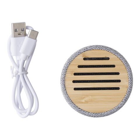 Drahtloser Bambus Lautsprecher Cory Grau | ohne Werbeanbringung | Nicht verfügbar | Nicht verfügbar