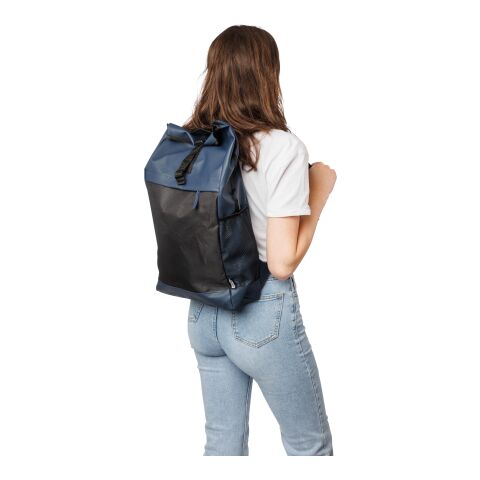 rPET-Polyester (600D) Rolltop-Rucksack Yani Blau | ohne Werbeanbringung | Nicht verfügbar | Nicht verfügbar