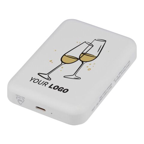 Recycelte ABS-Powerbank mit kabellosem Ladegerät Miren Weiß | ohne Werbeanbringung | Nicht verfügbar | Nicht verfügbar