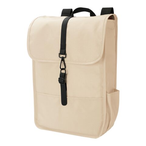 RPET Polyester (300D) Rucksack mit Lasche Lyric beige | ohne Werbeanbringung | Nicht verfügbar | Nicht verfügbar