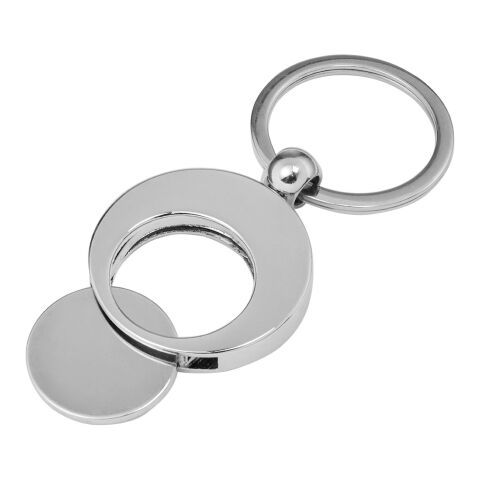 Schlüsselanhänger 'Shopping' aus Metall mit Einkaufswagenchip Silber
