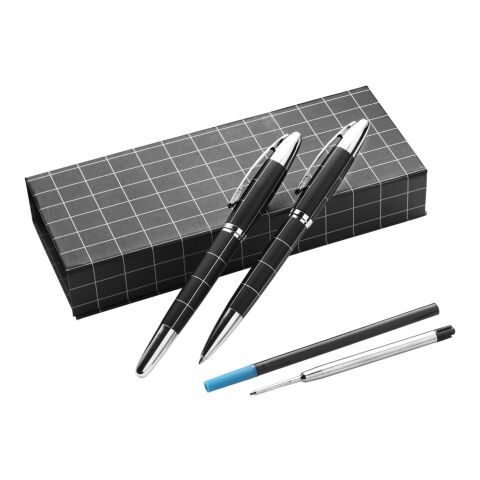 Schreibset &#039;Castle&#039; aus Metall Schwarz/Silber | ohne Werbeanbringung | Nicht verfügbar | Nicht verfügbar