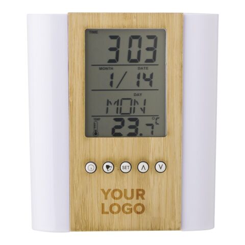 Bambusfederhalter mit Uhr hellbraun | ohne Werbeanbringung | Nicht verfügbar | Nicht verfügbar