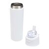 Theron 800 ml RCS Trinkflasche aus recyceltem, einwandigem Edelstahl mit Multifunktionsdeckel und Klappstrohhalm weiß