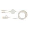 Chechia 150 cm 5-in-1 Kabel aus recyceltem Kunststoff für Datenübertragung und 27W Schnellladung mit Bambusdetails Standard | weiss | ohne Werbeanbringung | Nicht verfügbar | Nicht verfügbar