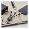 Sagan 4-in-1 Kabel aus rTPR. Mit hinterleuchtetem Logo und Aufhängeöse Schwarz | ohne Werbeanbringung | Nicht verfügbar | Nicht verfügbar | Nicht verfügbar