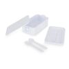Doppelte Lunchbox mit Besteck Weiss | 1-farbiger Tampondruck | Deckel | 50 mm x 50 mm