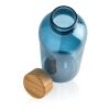 GRS rPET Flasche mit Bambus-Deckel blau | ohne Werbeanbringung | Nicht verfügbar | Nicht verfügbar