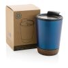 GRS rPP Edelstahl-Kaffeebecher mit Kork blau | ohne Werbeanbringung | Nicht verfügbar | Nicht verfügbar