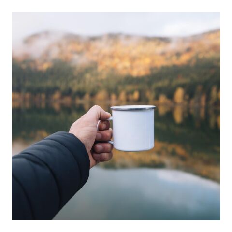 Emaille-Becher &quot;Cozy&quot; 300 ml, Subli weiß | ohne Werbeanbringung | Nicht verfügbar | Nicht verfügbar