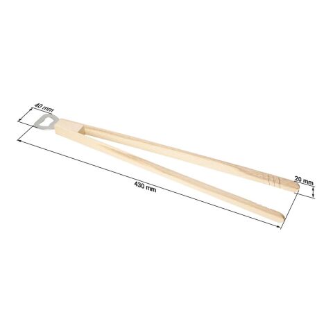 Holz-Grillzange &quot;Opener&quot; mit Kapselheber, 43 cm natur | ohne Werbeanbringung | Nicht verfügbar | Nicht verfügbar