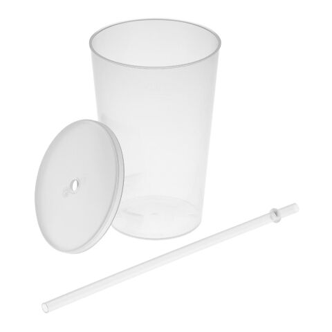 Trinkbecher "Vital", 500 ml mit Deckel und Strohhalm transparent-milchig | ohne Werbeanbringung | Nicht verfügbar | Nicht verfügbar