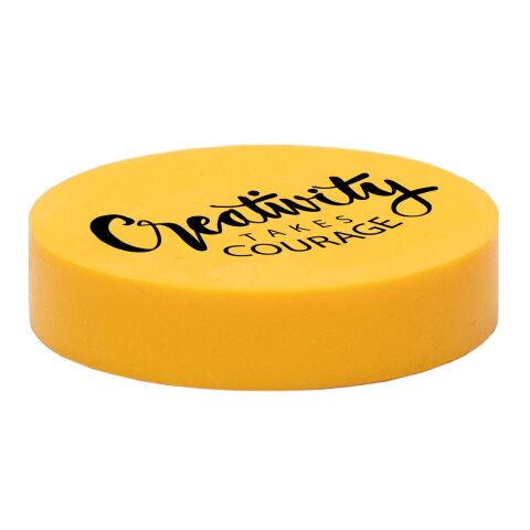 Radiergummi &quot;Rund&quot; standard gelb | 1-farbiger Siebdruck | auf Vorderseite mittig | Ø 30 mm