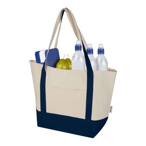 Sam 320 g/m² Tragetasche aus GRS recycelter Baumwolle Standard | navy-natur | ohne Werbeanbringung | Nicht verfügbar | Nicht verfügbar | Nicht verfügbar