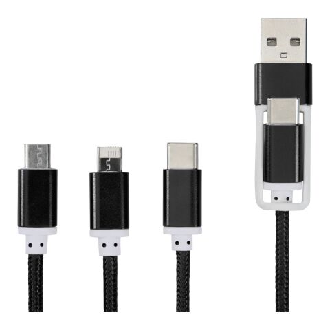 Versatile 3-in-1-Ladekabel mit dualem Eingang schwarz