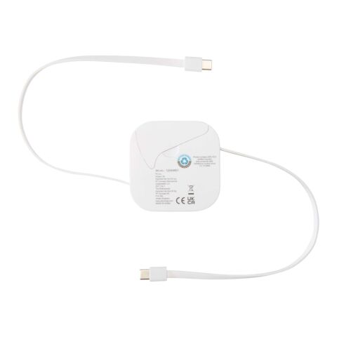 Gloas Aufrollbares 5 in 1 Kabel aus Recyclingmaterial mit Datensynchronisierung und 100 W Schnellladefunktion sowie Smartphone Toolkit Standard | weiß | ohne Werbeanbringung | Nicht verfügbar | Nicht verfügbar