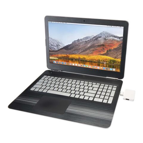 Gaia 4 Port USB Hub mit USB-A- und Typ-C-Ausgang und zwei Eingängen aus recyceltem Kunststoff Standard | weiss | ohne Werbeanbringung | Nicht verfügbar | Nicht verfügbar