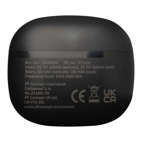 Alterf True Wireless Bluetooth® Headset aus recyceltem Kunststoff mit Silikon-Ohrstöpseln Standard | schwarz | ohne Werbeanbringung | Nicht verfügbar | Nicht verfügbar