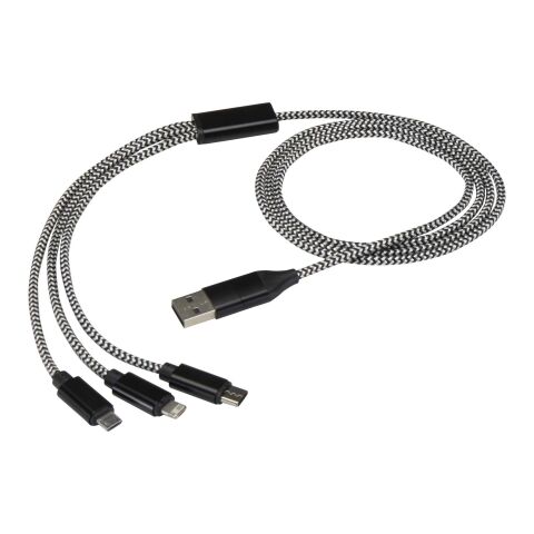 Alphecca 5-in-1-Ladekabel aus recyceltem Aluminium und RPET schwarz