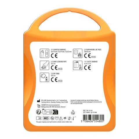 mykit, first aid, kit orange | 1-farbiger Digitaler Aufkleber | Vorderseite | 90 mm x 127 mm